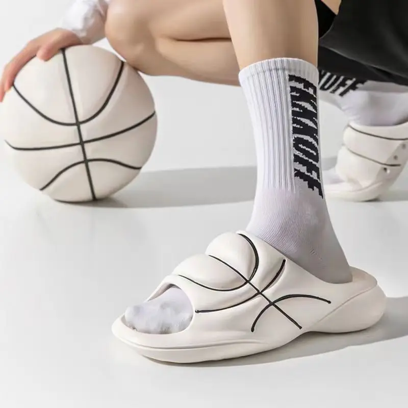 New Original Basketball Slippers For Men Slides Summer Sandal Non-slip EVA Beach Shoes Soft Thick Soled Slidee Large Size36-47