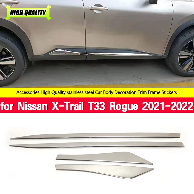 

For Nissan X-Trail XTrail T33 Rogue 2021 2022 Stainless Steel Door Body Guard Trims Strips Protector Car -styling