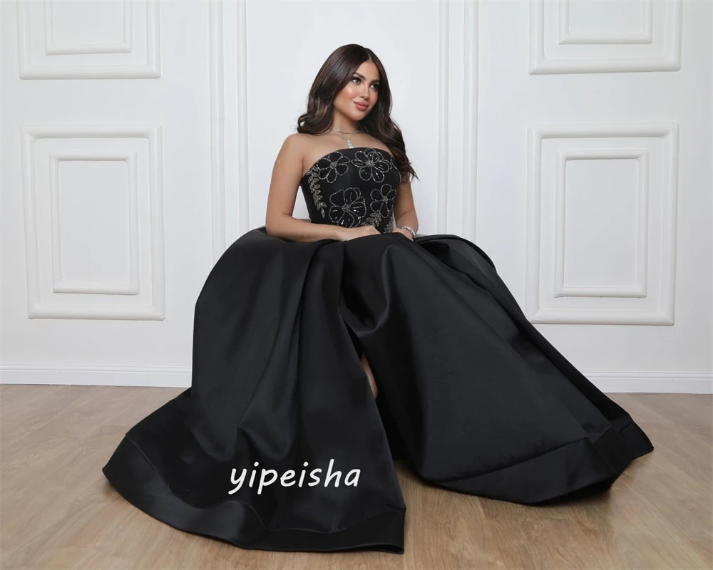 Yipeisha exquisite moderne Stil formale Abend träger lose Ballkleid Perlen Blumen Satin maßge schneiderte Anlass Kleider