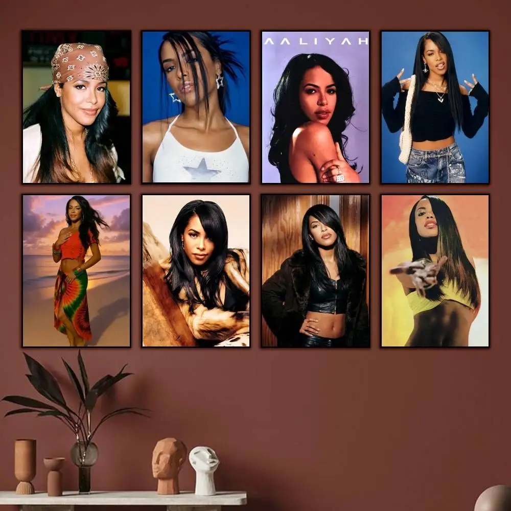 RIP A-Aaliyah Queen of Urban Pop Poster Self-adhesive Waterproof Paper Sticker Coffee House Bar Room Wall Decor