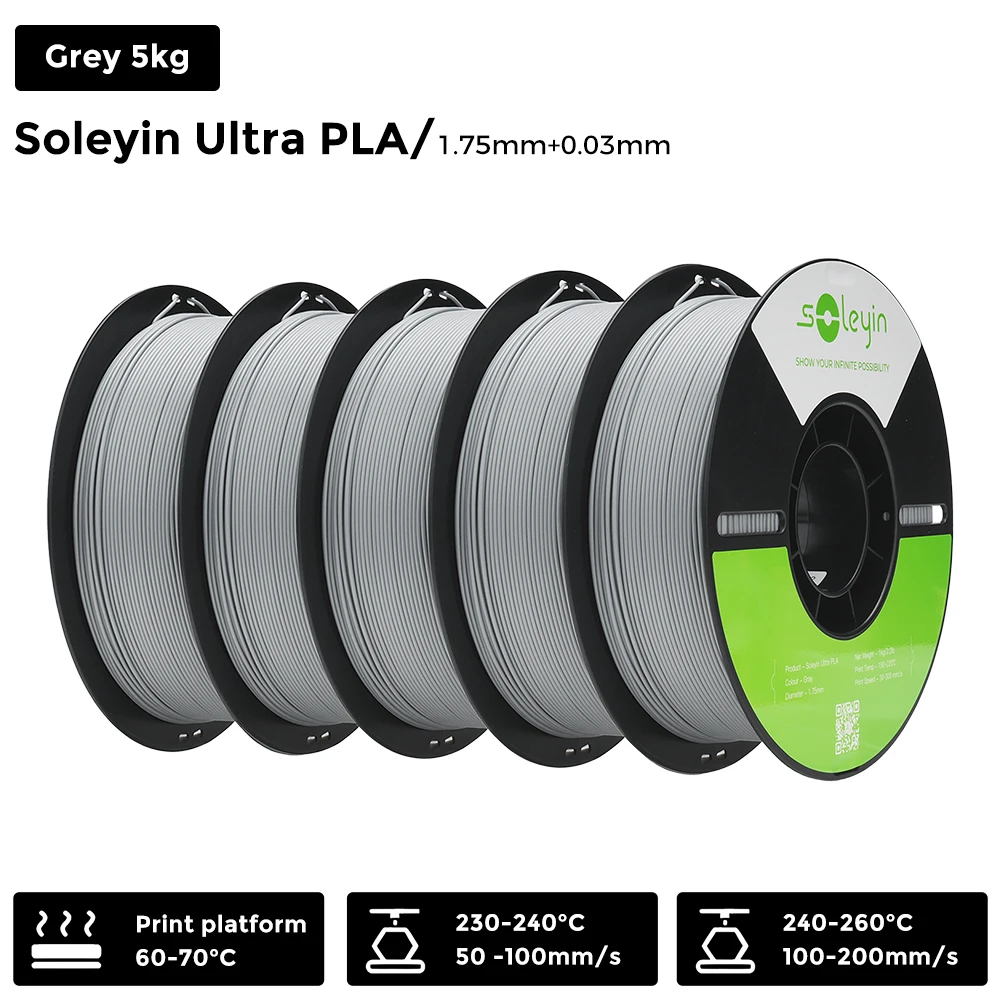 3/5/10 PCS Creality Soleyin Ultra PLA 1,75 mm 3D-printerfilament Hi-Strength Low-Shrink Milieuvriendelijk voor Creality K1 MAX/K1C