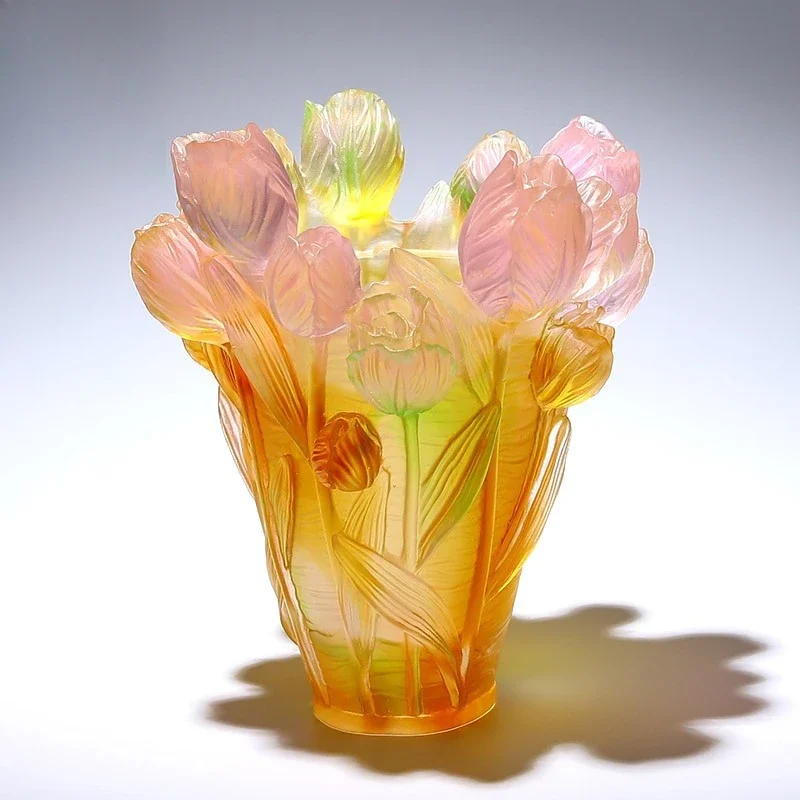 

Glazed handicraft ornaments, high-end decorations in the living room, creative tulip vases, light luxury and high-end sense