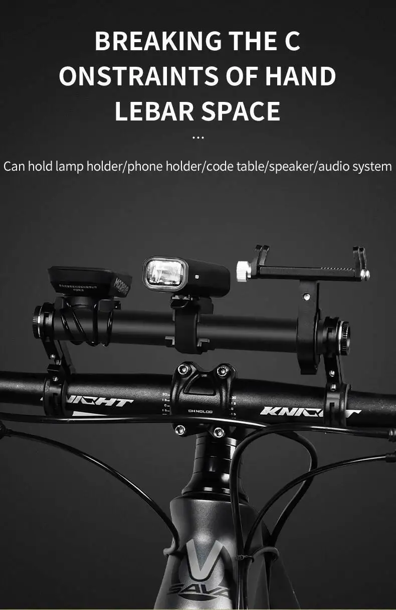 ESLNF 4000mAh Wiederaufladbarer Aluminium-Legierung Fahrrad-Lenkererweiterungshalter mit Powerbank – Detail 3