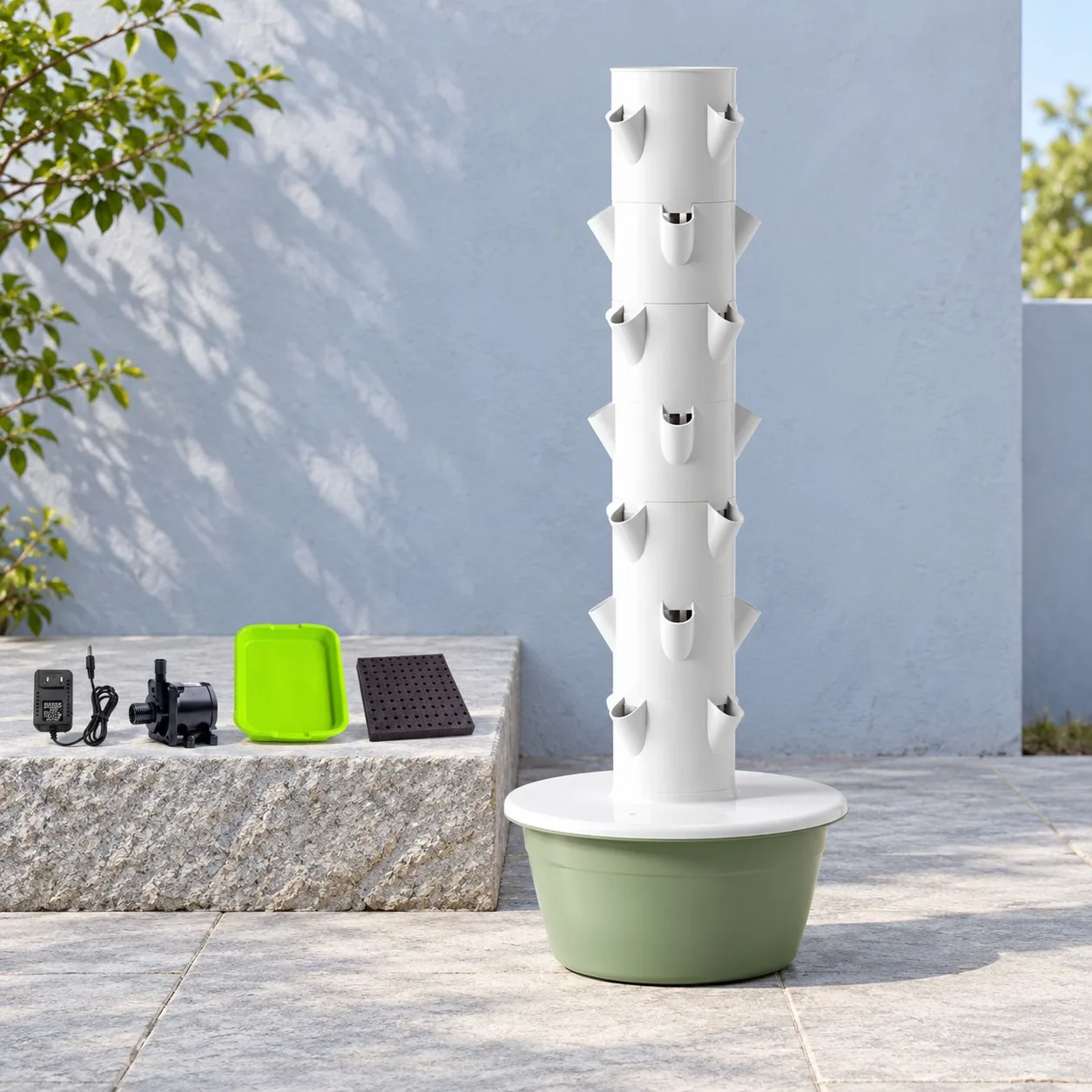 7 Layer 28 Hole Space Tree Hydroponic Tower for Rooftop Balcony Vertical Soilless Cultivation Veg Growing Box