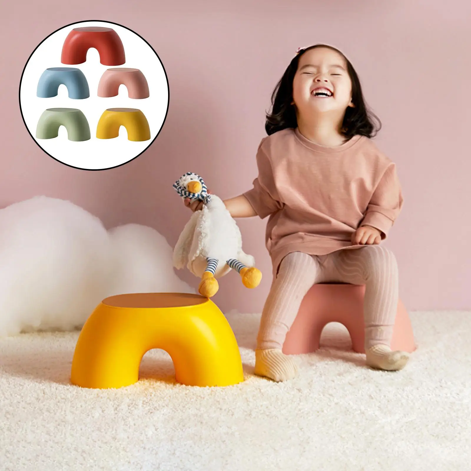 children-step-stool-small-bench-portable-foldable-rainbow-semi-circle-chair-for-living-room-study-room-shoe-change-durable