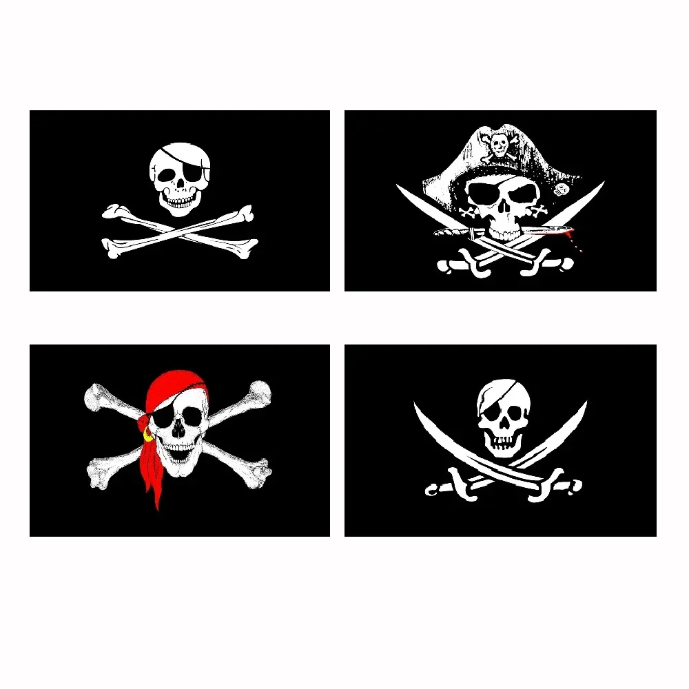60X90CM Pirate Flag Halloween Decoration Premium Skull Crossbones Wall Banner Polyester Fabric Various Designs Sizes for Party
