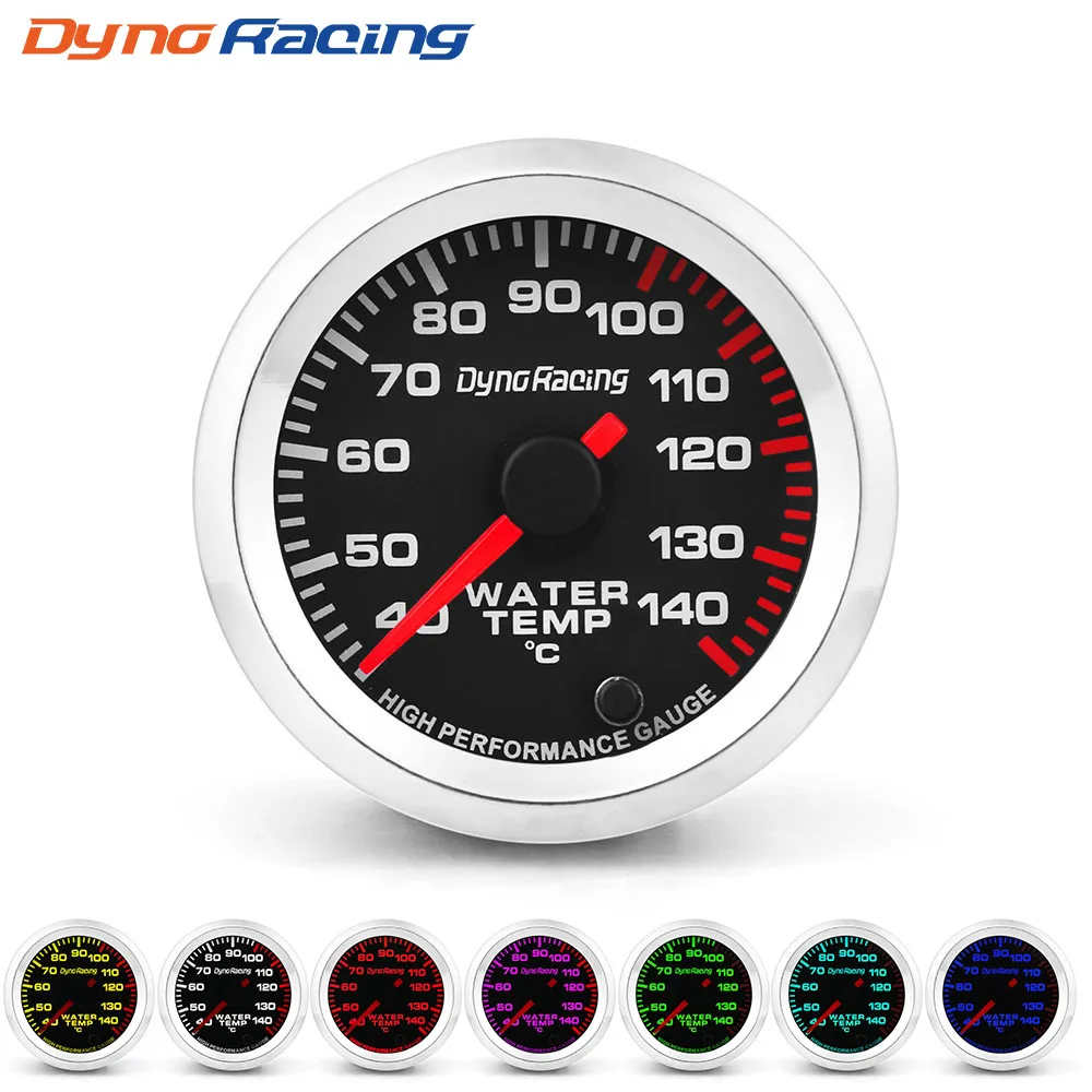 Dynoracing 2'' 52mm 12V Water Temp Gauge Celsius 7 Colors Pointer Water temperature meter With Stepper Motor