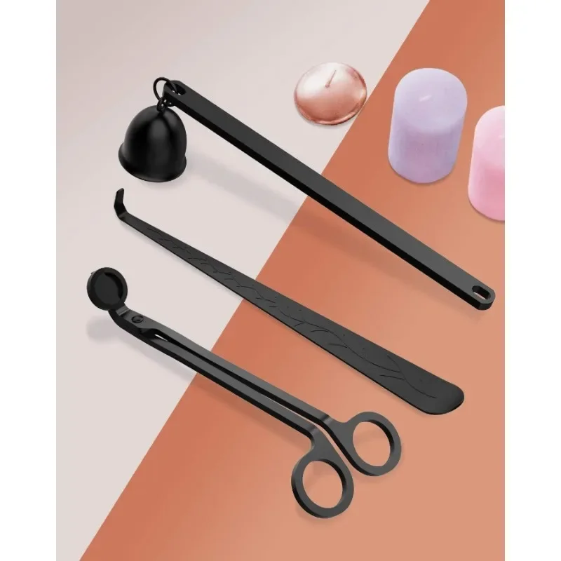 Heavy-Duty Black Stainless Steel Candle Care Kit with Wick Trimmer Snuffer And Dipper - Candle Accessories Gift Set for Wax Dipp