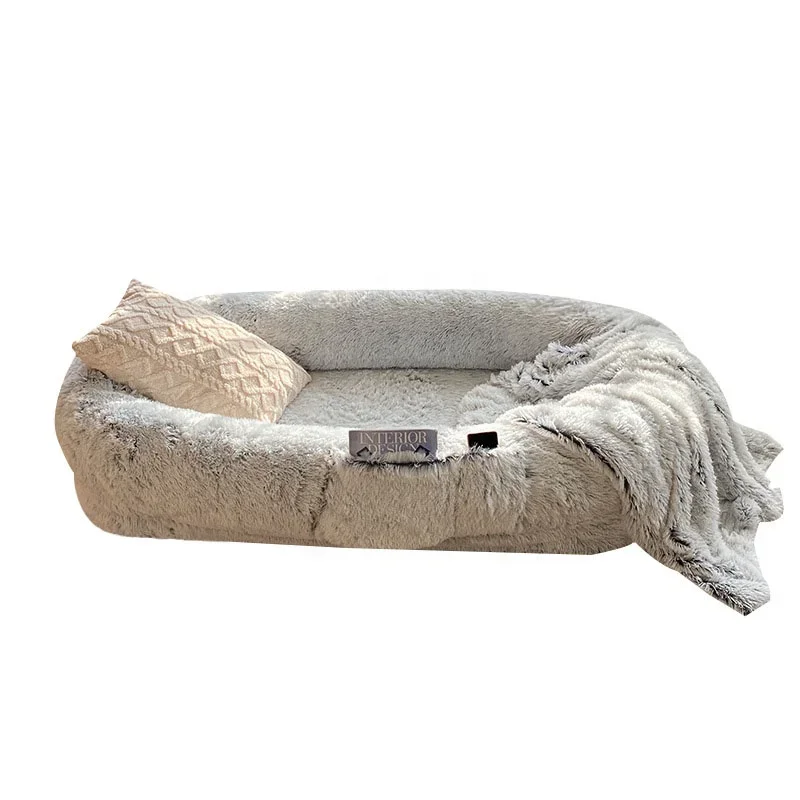 Winter Warm Giant Human Size Faux Fur Pet Dog Sleeping Bed Nest Dropship for Large Dogs