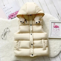 1-12Y Winter Warm Sleeveless Jacket For Children Jacket Thicken Hooded Vest For Boys Girls Kids Waistcoat Coat Insulated Vest