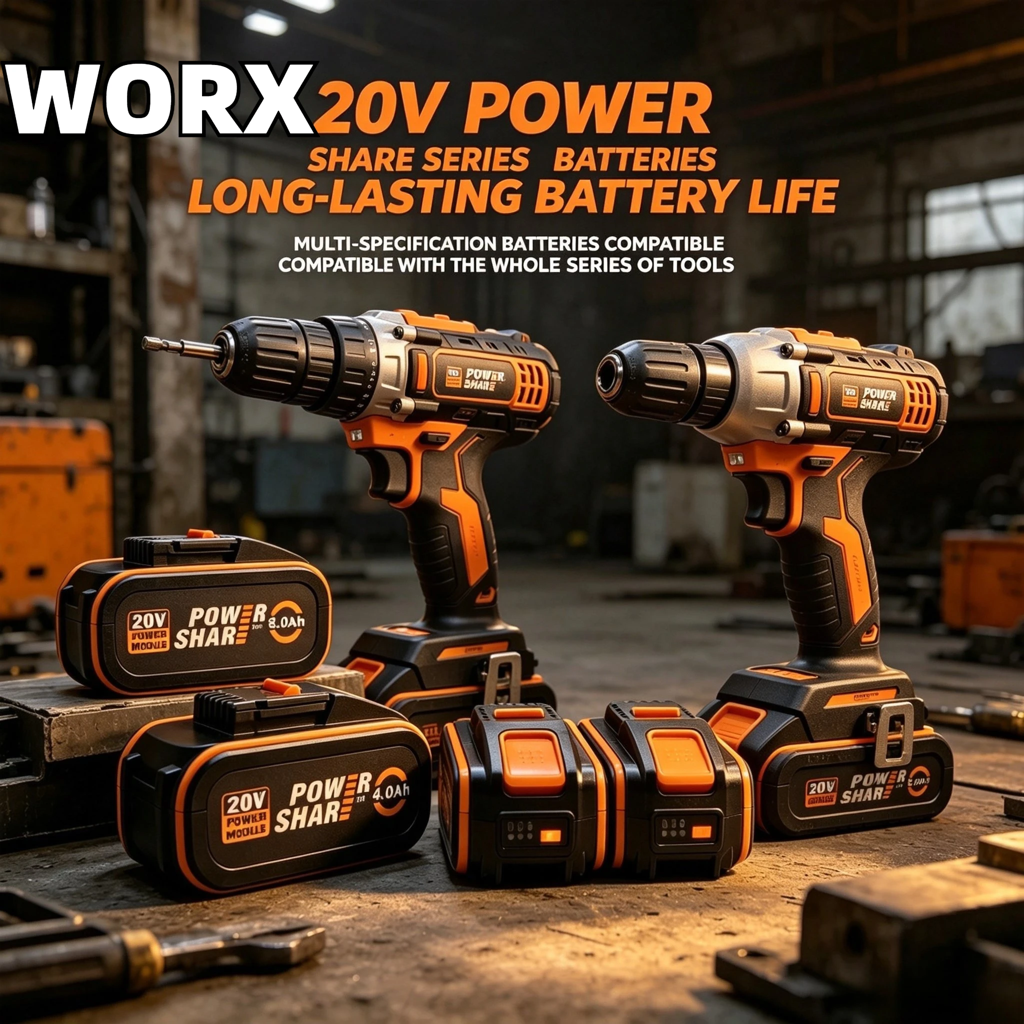 

Worx 20V Multi-Fit Lithium Battery, compatible with entire Worx 20V system, rugged build reliable power for job sites
