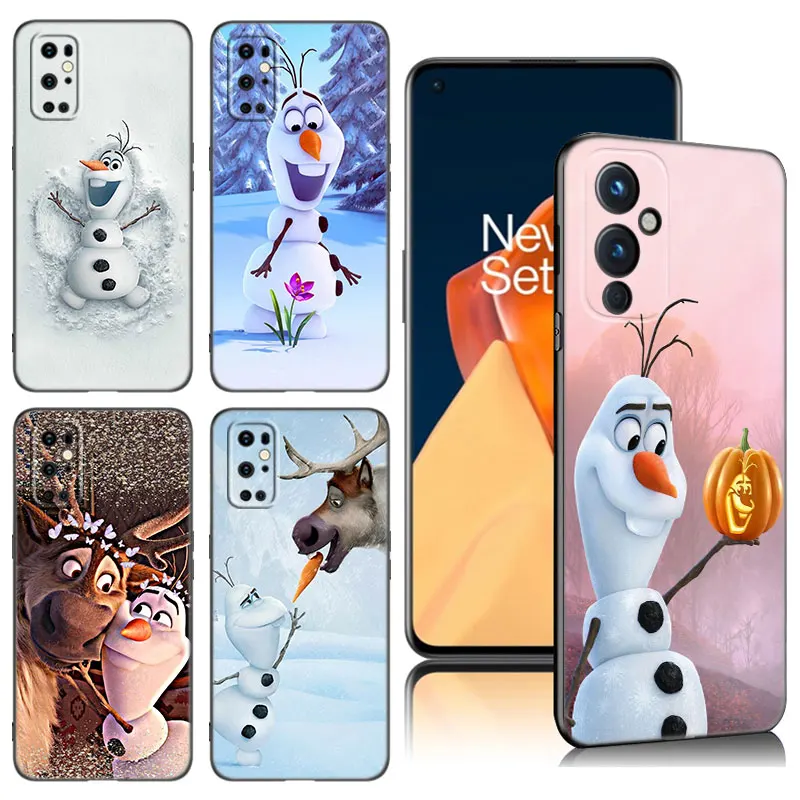 Cute O-Olaf Black Silicone Phone Case For OnePlus 9 10 11 12 ACE 2V Pro 9RT 10T 10R Nord CE 2 3 Lite N10 N20 N30 5G