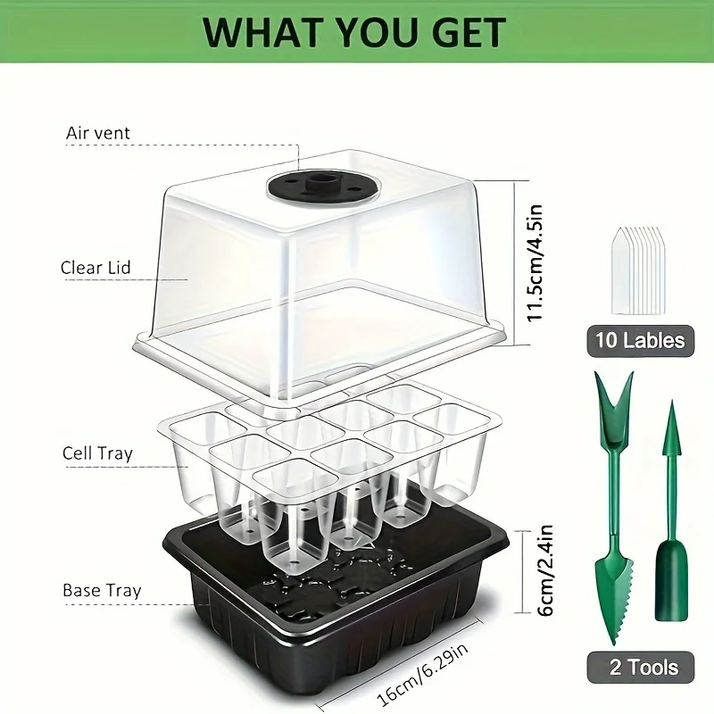 Seedling Starter Kit 1/2/3 Sets, 8 LED Grow Light Adjustable Brightness Full Spectrum, Humidity Control Dome for Germination view 3