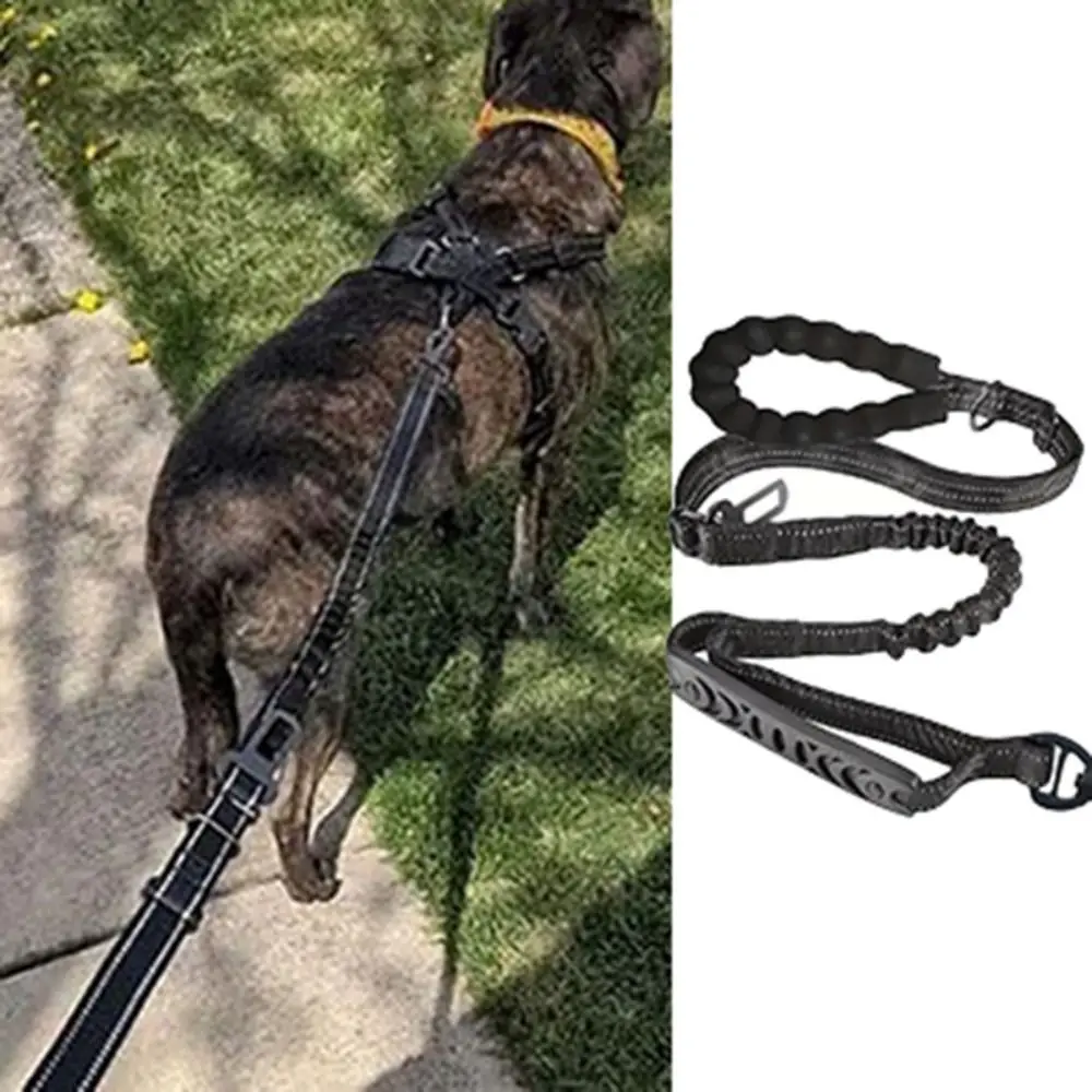

Shock Absorbing Reflective Pet Dog Leashes Explosion-proof Elastic Buffering Dog Walking Rope with Car Safety Buckle