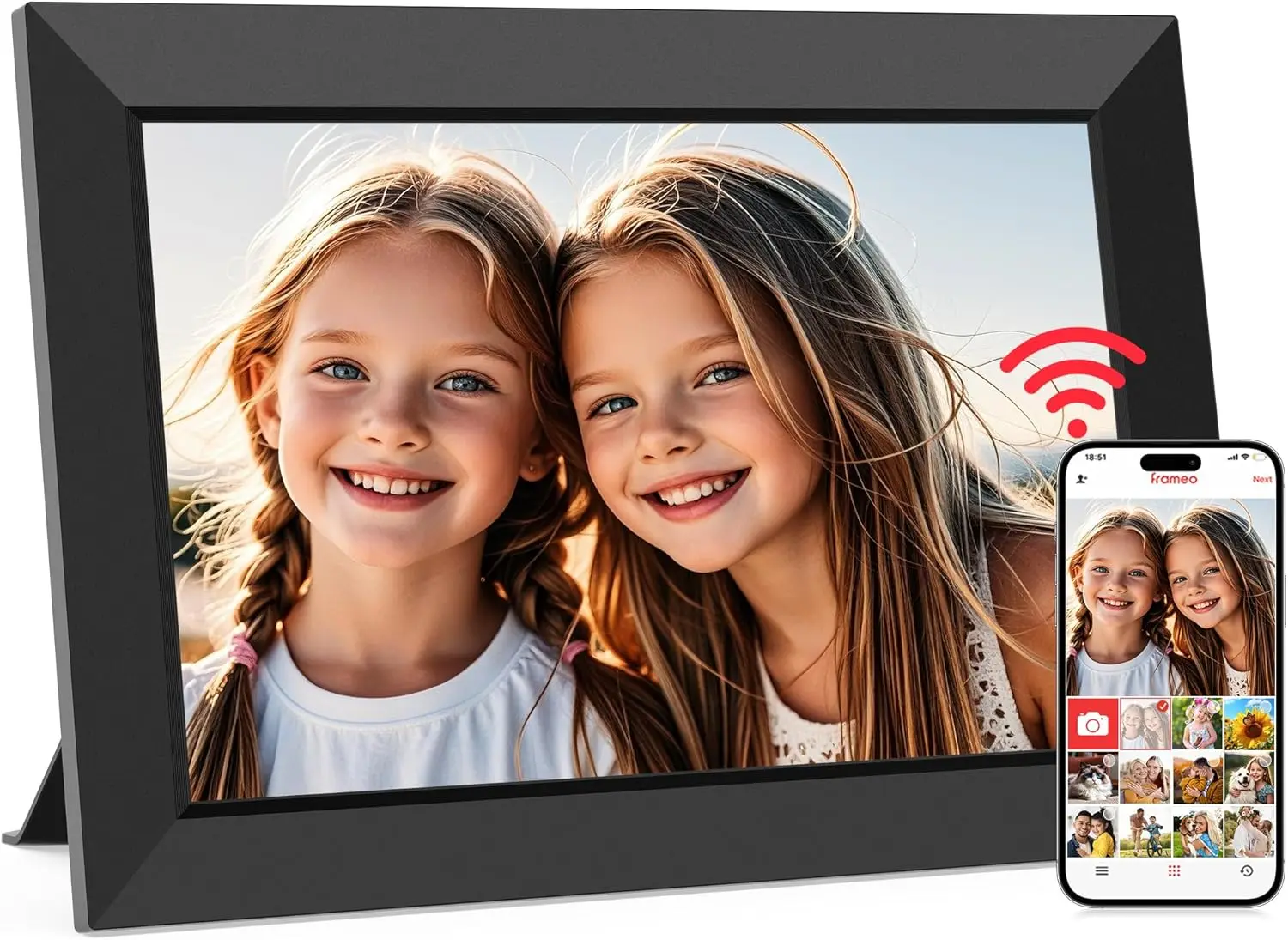 

10,1-дюймовая цифровая фоторамка с Wi-Fi, HD IPS сенсорным экраном, памятью 32 ГБ, автоматическим поворотом и креплением на стену — идеальный подарок для мамы