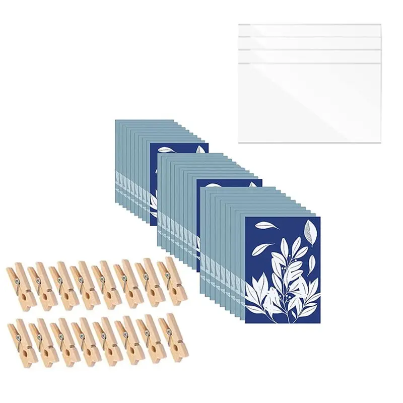 

AEE2-48 Sheets Sun Print Paper Nature Printing Paper For Kids Adults Arts Crafts DIY With Clamp Board