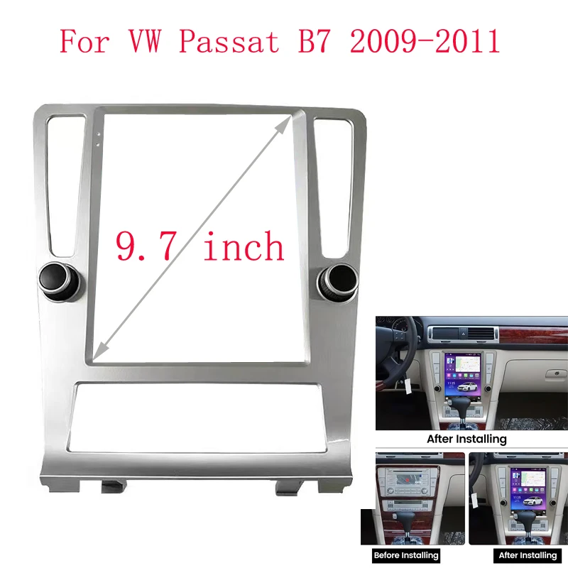 RSNAVI 9.7 Inch Radio Facia fit For Volkswagen VW Passat B7 2009-2011 Stereo DVD Player Install Surround Trim Panel Audio Frame