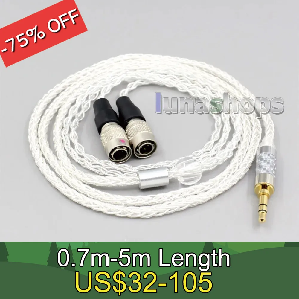 

2.5mm 4.4mm XLR 8 Core Silver Plated OCC Earphone Cable For Mr Speakers Ether Alpha Dog Prime Headphone LN006559