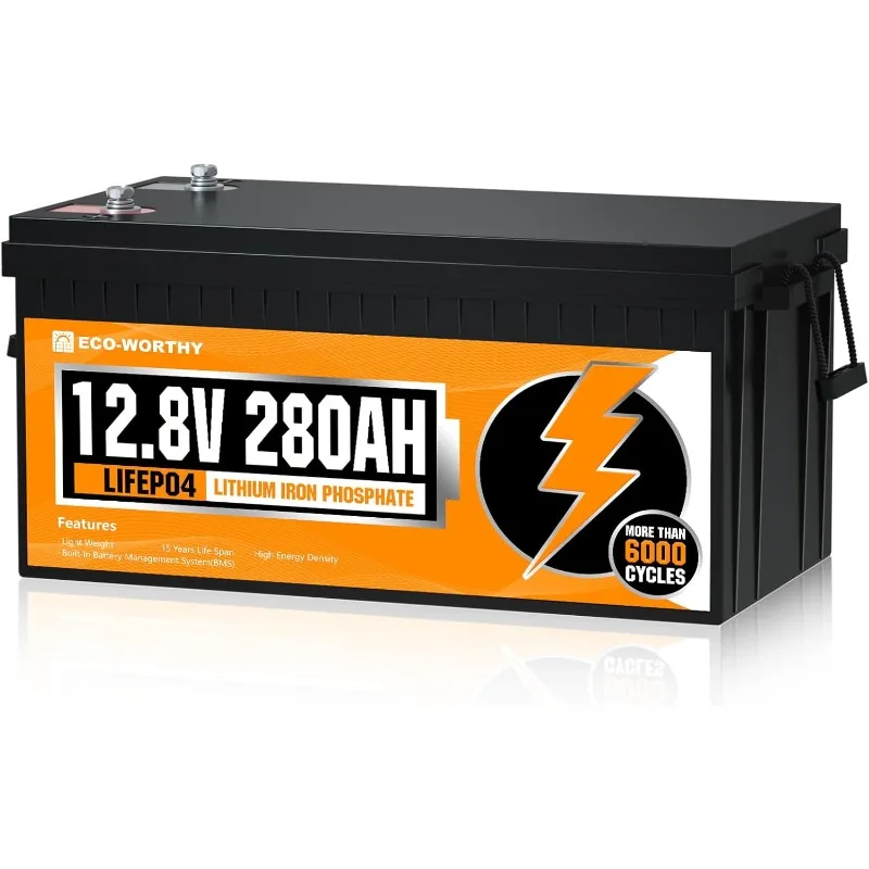 

12V 280Ah LiFePO4 Lithium Battery, 6000+ Deep Cycles, 3584Wh Energy, For Off-Grid, RV, Solar Power System