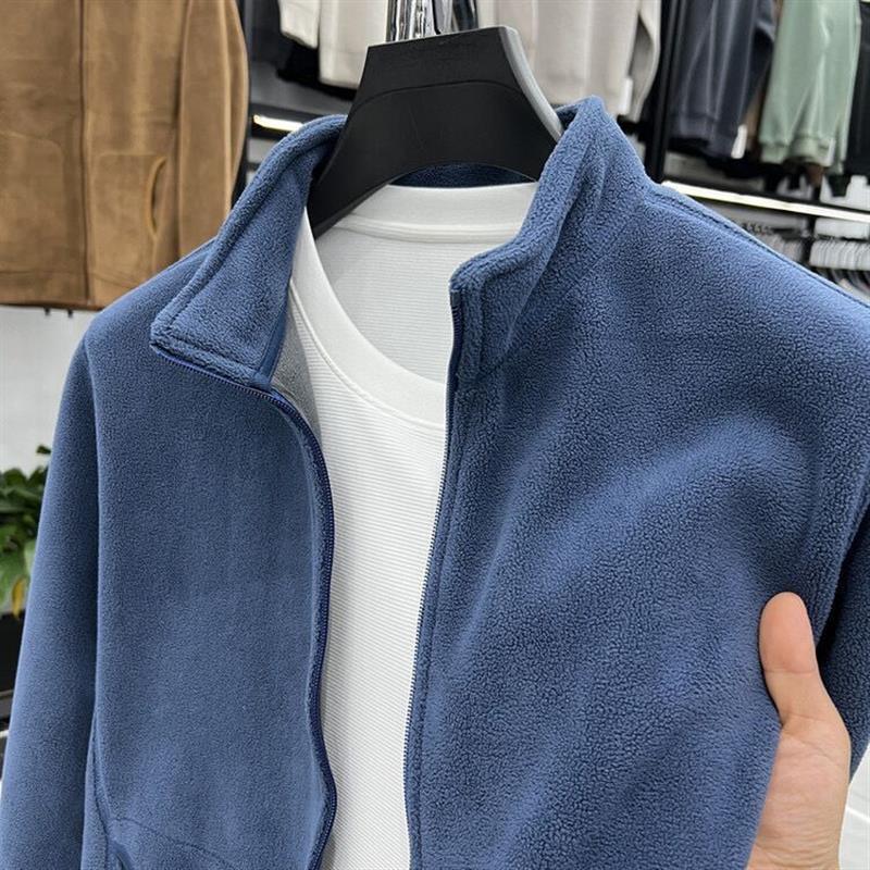  Men's Warm Fce Zipper Hoodie Jaet Double-sided Flannel Cardigan Loose Fit Youthful Sle Wear Resistant Anti-Wrinkle 