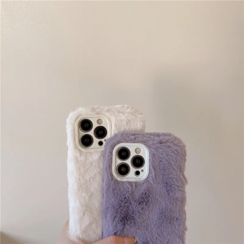 Lovebay Fashion Cases for iPhone 11 13 12 14 Pro Max Furry Fluffy Warm Cover for iPhone 15 Pro Max Gift Mobile Phone Back Covers