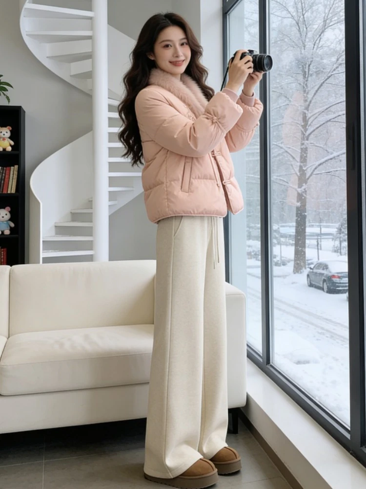 

Ретро легкий китайский Sle розовый пуговицы хлопок пух Jaet ort вышитый новый китайский Sle легкий тонкий меховой воротник W...