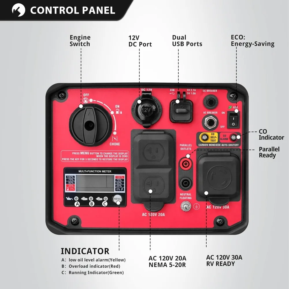 Generator Inverter Portabel 3600-Watt dengan Tenang, Siap RV, Berkemah
