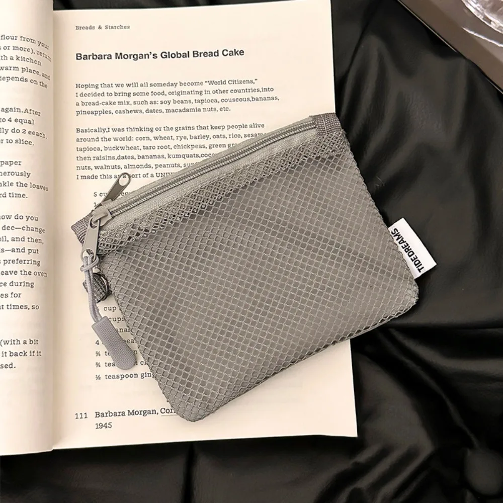 

New Solid Color Mini Storage Bag Double Zipper Square Children's Coin Purse Mesh Portable Lipstick Earphone Key Pouch