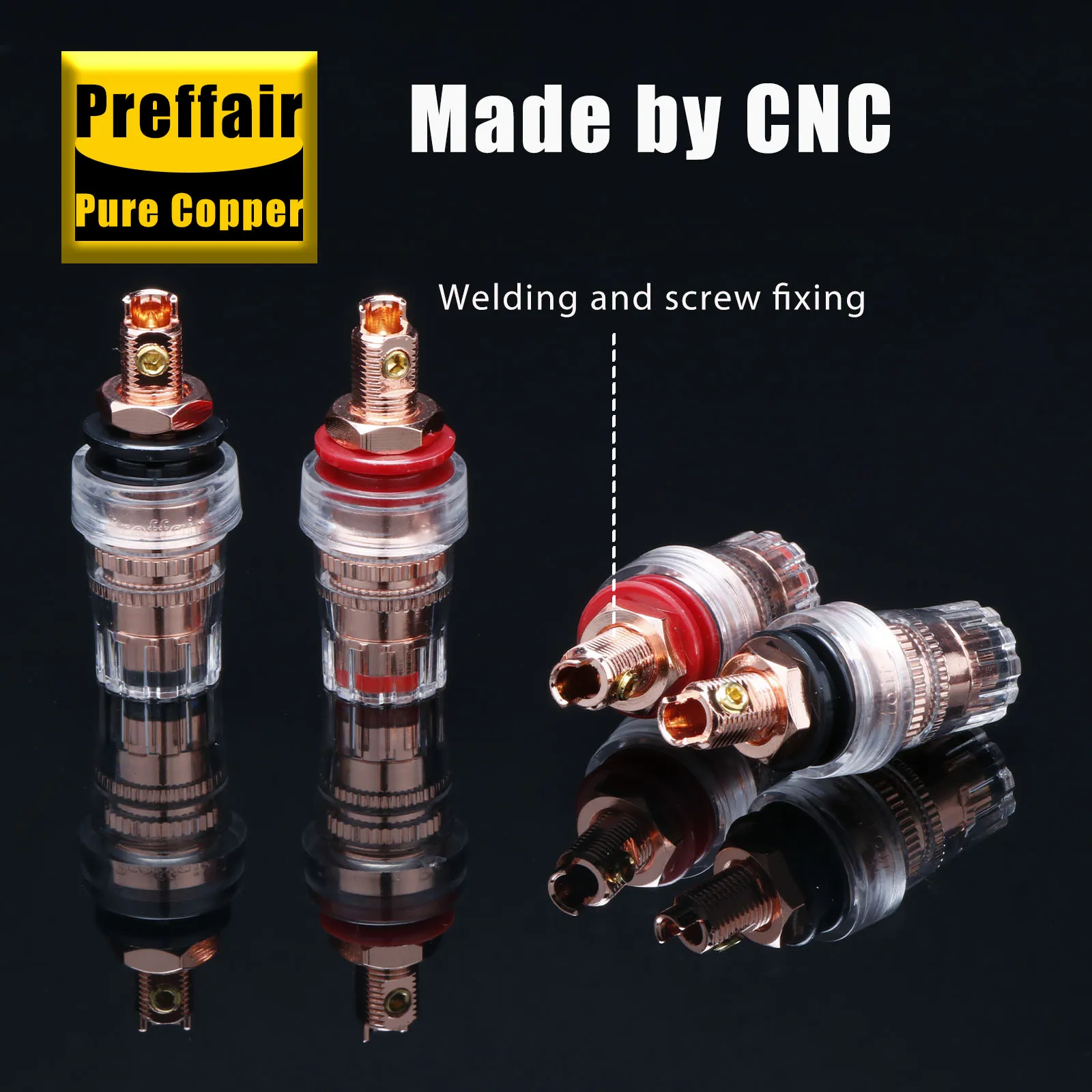 Pure Copper Binding Posts Speaker Connectors Terminal Solderless Short Banana Plug Hifi DIY