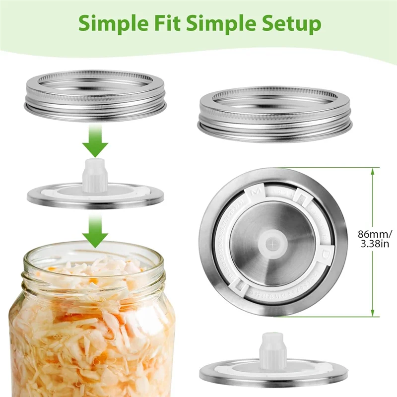 

4 ферментационных крышки из нержавеющей стали для банок с широким горлышком, включает отслеживание даты, стартовый набор для ферментации