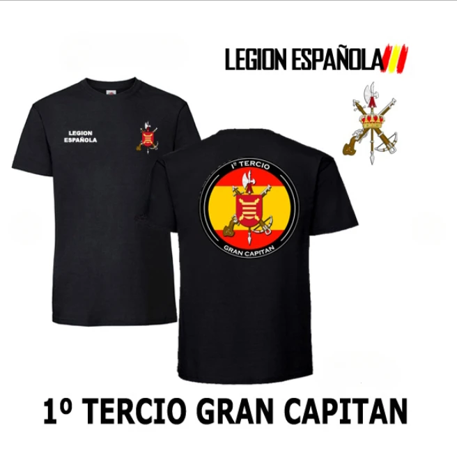 

ES 1º Tercio Gran Capitán Legión Española Men T-Shirt Short Sleeve Casual 100% Cotton Shirt