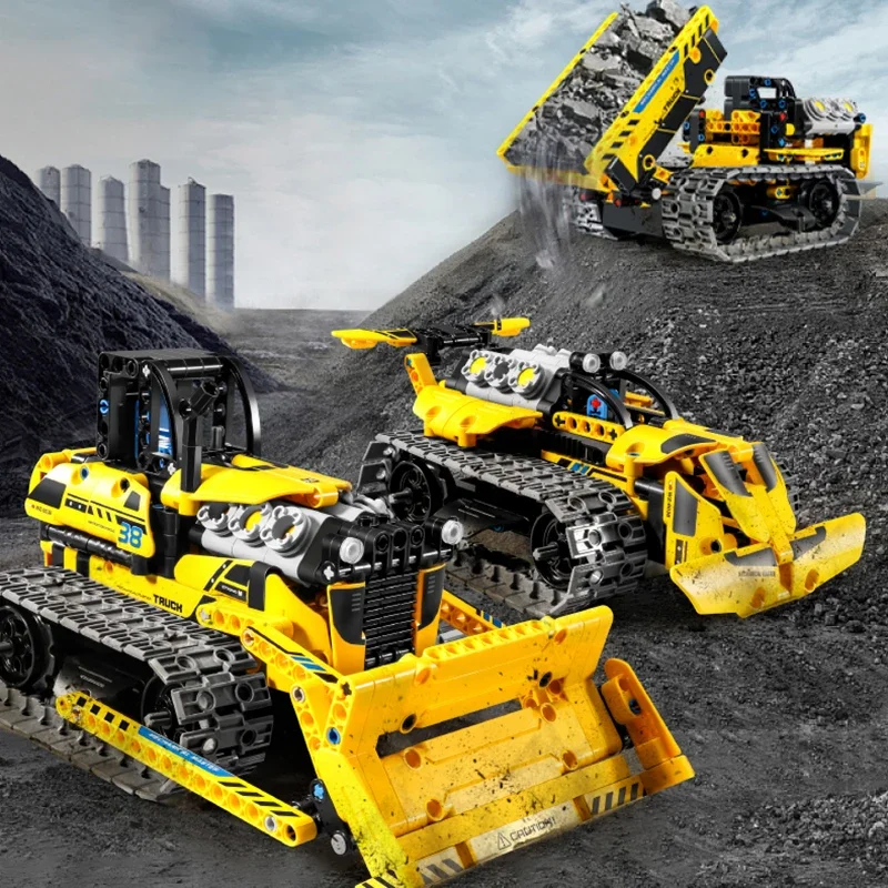 3 in 1 City Technical RC Car Robot Excavator Racing Car Building Blocks Remote Control Bulldozer Truck Bricks Gift Toys for Boy