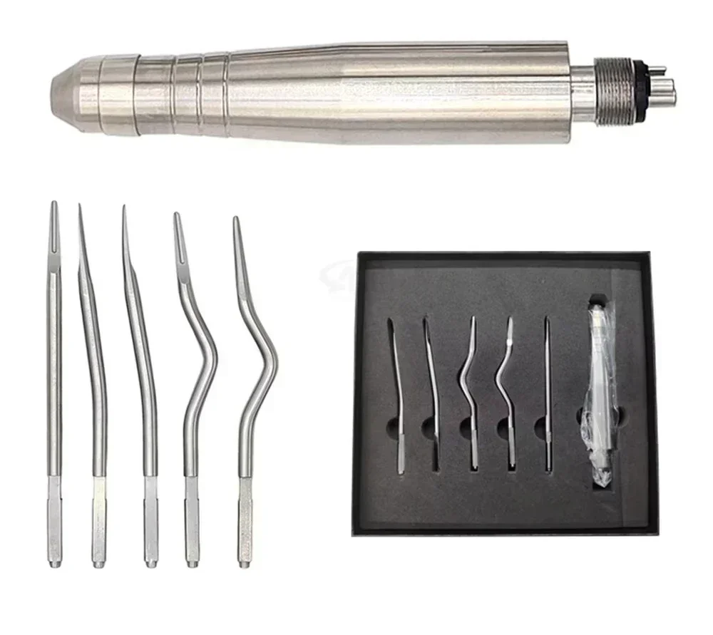 Professional 4 Holes Extraction Tool Kit Surgerys Instruments Turbine Pneumatic Elevator Set Tools with 5 Tips for Clinics