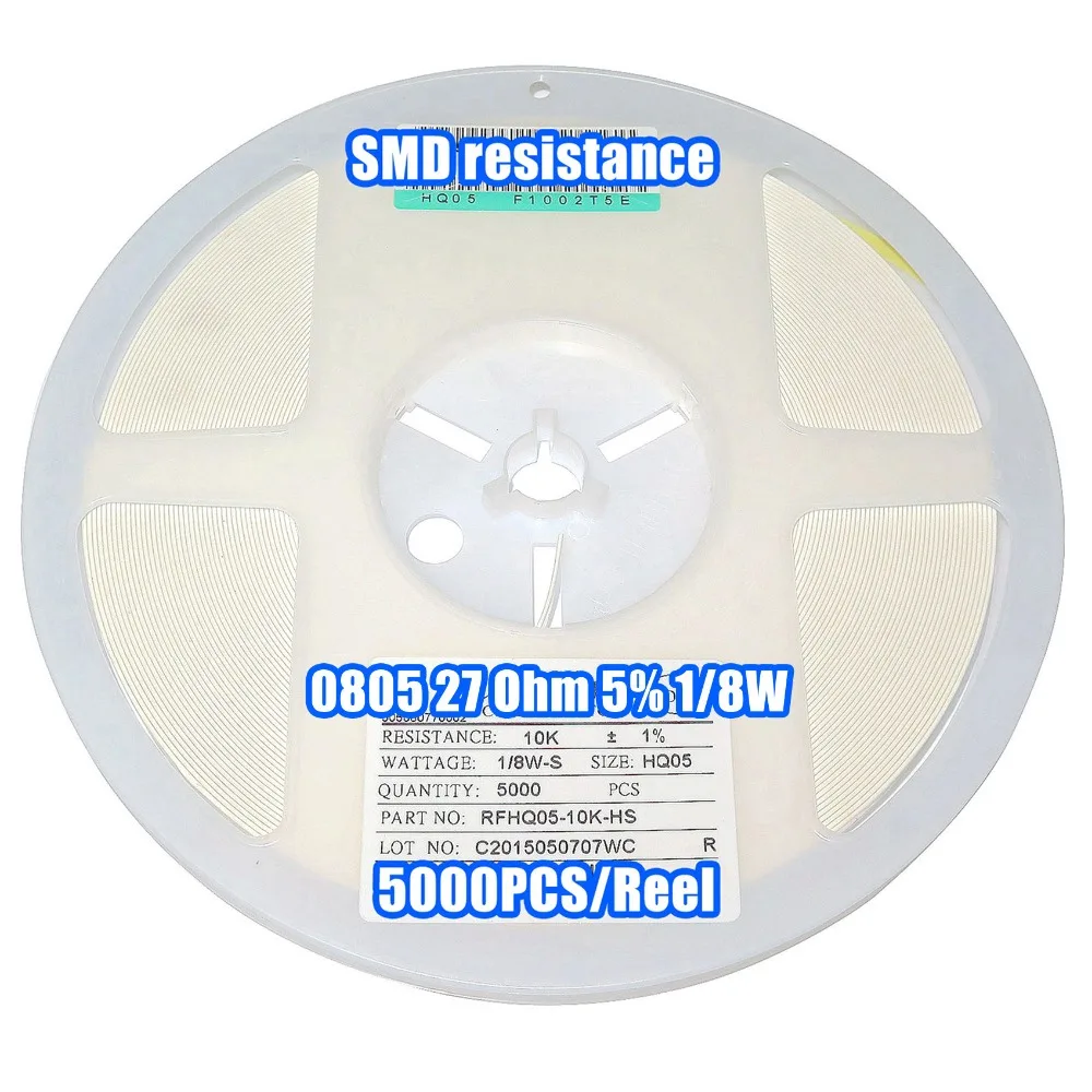 1 Reel 0805 27R 27 Ohm 5% 1/8W SMD Resistance 5000PCS/Reel