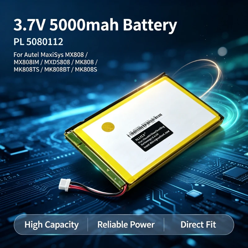 3.7V 5000mAh Battery PL 5080112 for Autel MaxiSys MX808/MX808IM/MXDS808/MK808/MK808TS/MK808BT/MK808S +TOOL
