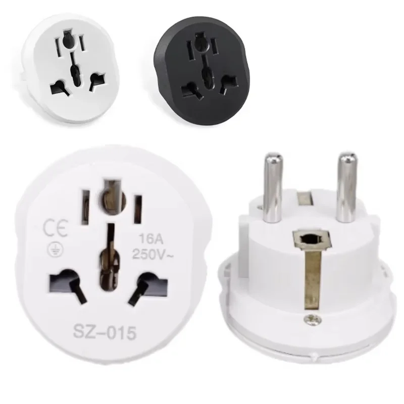 EU Plug Adapter 16A 250V European Travel Adapter Converter 2 Round Socket Universal AU US UK CN To EU Electric AC Socket Outlet