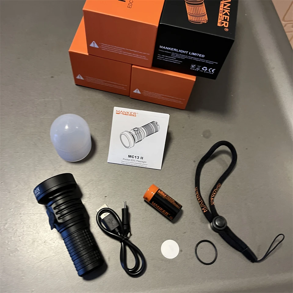Manker MC13 II 2000 Lumens 600 Meters USB Type-C Rechargeable Flashlight SFT40 LED With Power Indicator EDC Torch