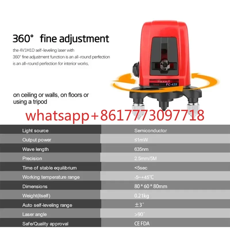 Level Red Beam Line 360 Degree Rotary Level Self-leveling Horizontal&Vertical Available Auto Line