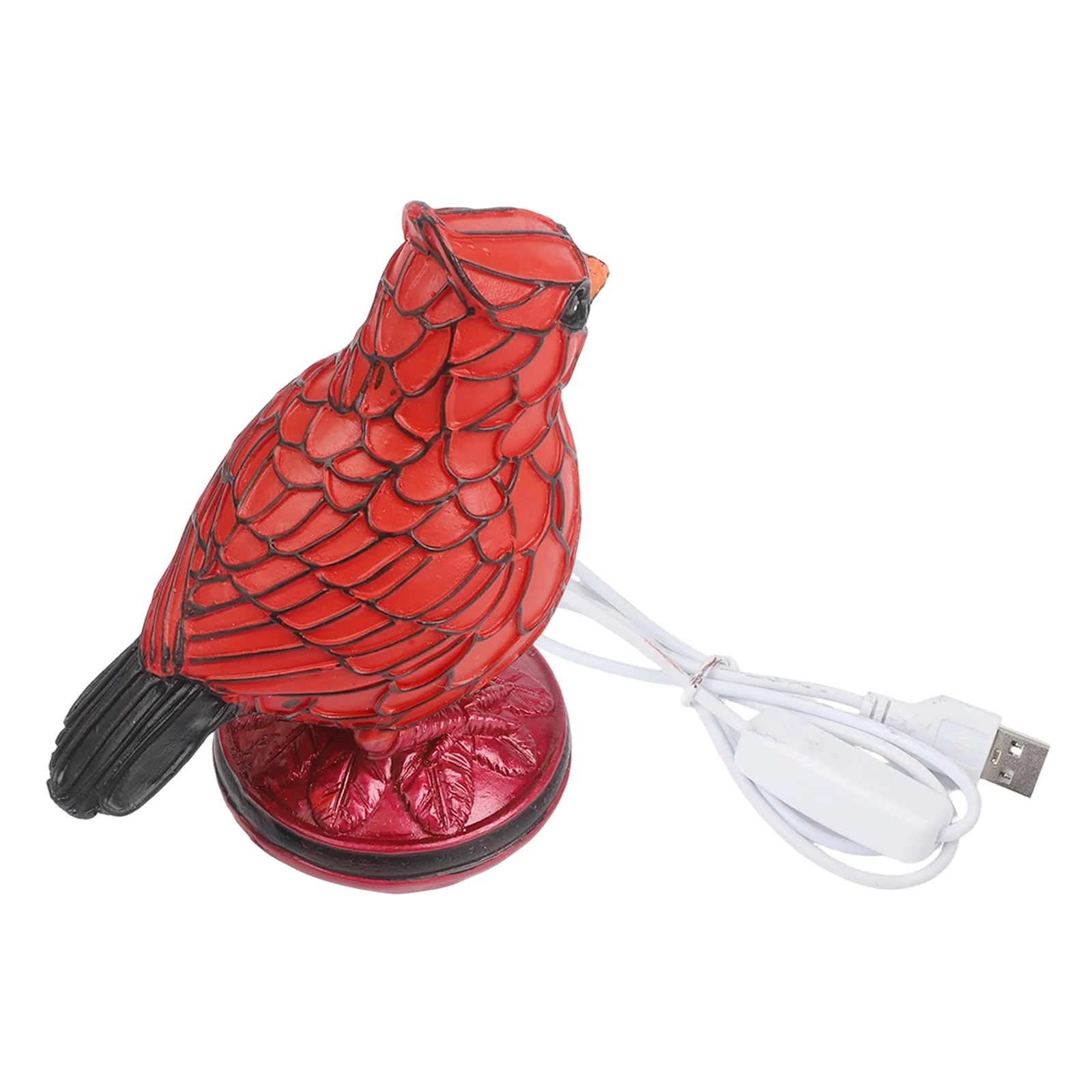 Lampe de nuit en résine Cardinalis pour le salon, décoration d'intérieur offrant une éclairage subtile et un design d'oiseau symbolique pour la tranquillité