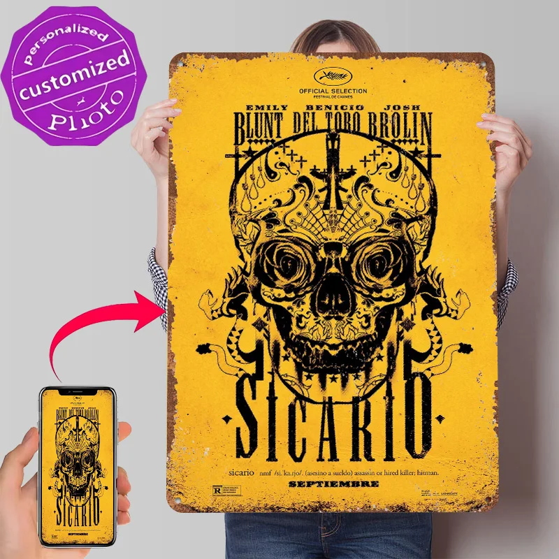 Sicario Artwork Cover Metal Poster Customized Wall Art Retro Vintage Tinplate Signs for Bedroom Decoration Room Accessories Home