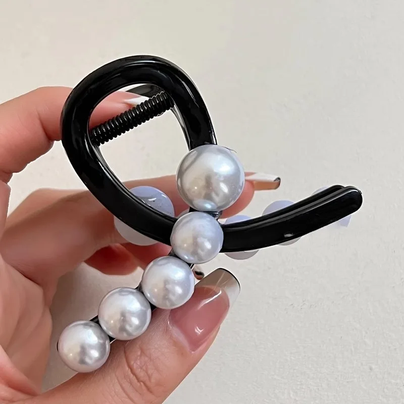 Pinza para el pelo con perlas cruzadas para mujer, horquillas elegantes francesas a la moda, pinzas para el pelo de estilo coreano, horquilla para niña, nuevos accesorios para el cabello