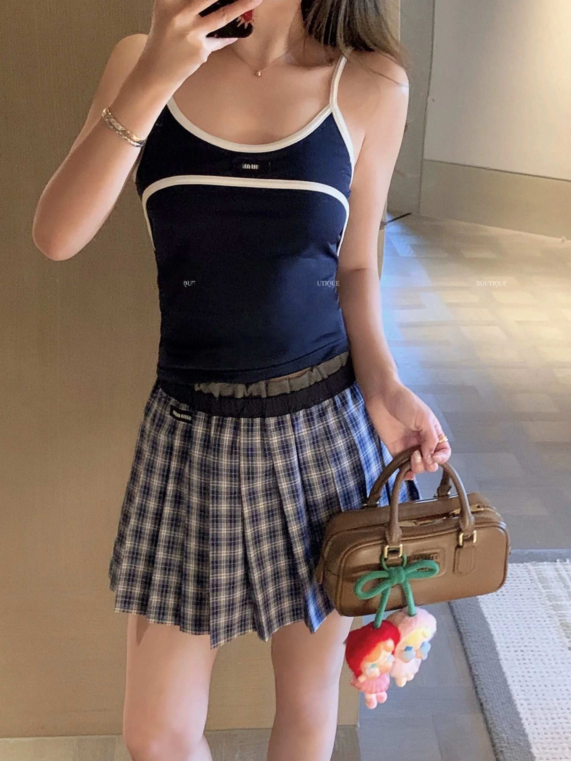 

Color Blo Embroidery Letter Design Slim Fit ter Top Fake Two-Piece Sle Cotton Cloud Material Women's Summer Outerwear