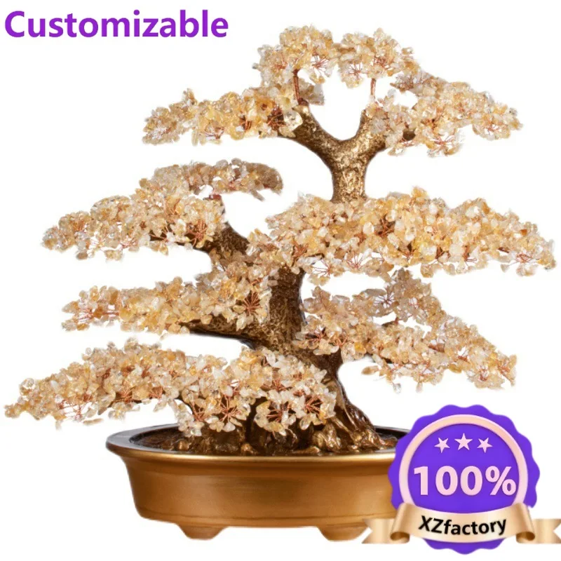 Factory Direct 2026 Top Rated Natural Citrine Fortune Tree Ornament