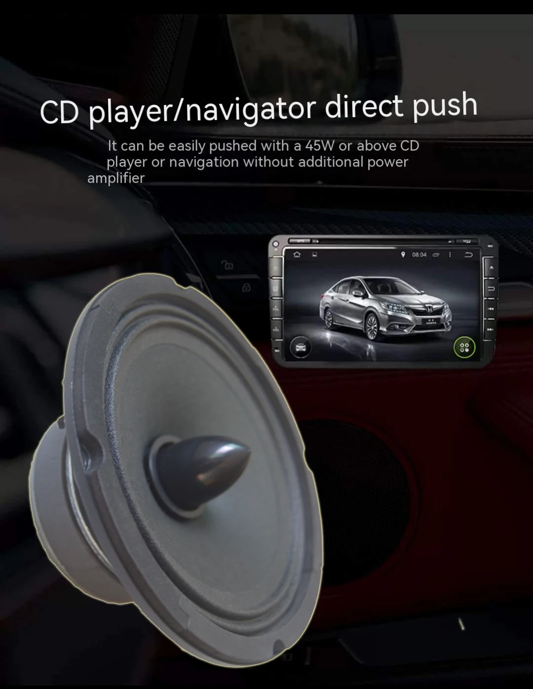 1pc   6.5 Inch Bullet Midrange Woofer Car Audio System Speaker Cloth Fabric Edge Paper Cone 90mm Magnet Back Door