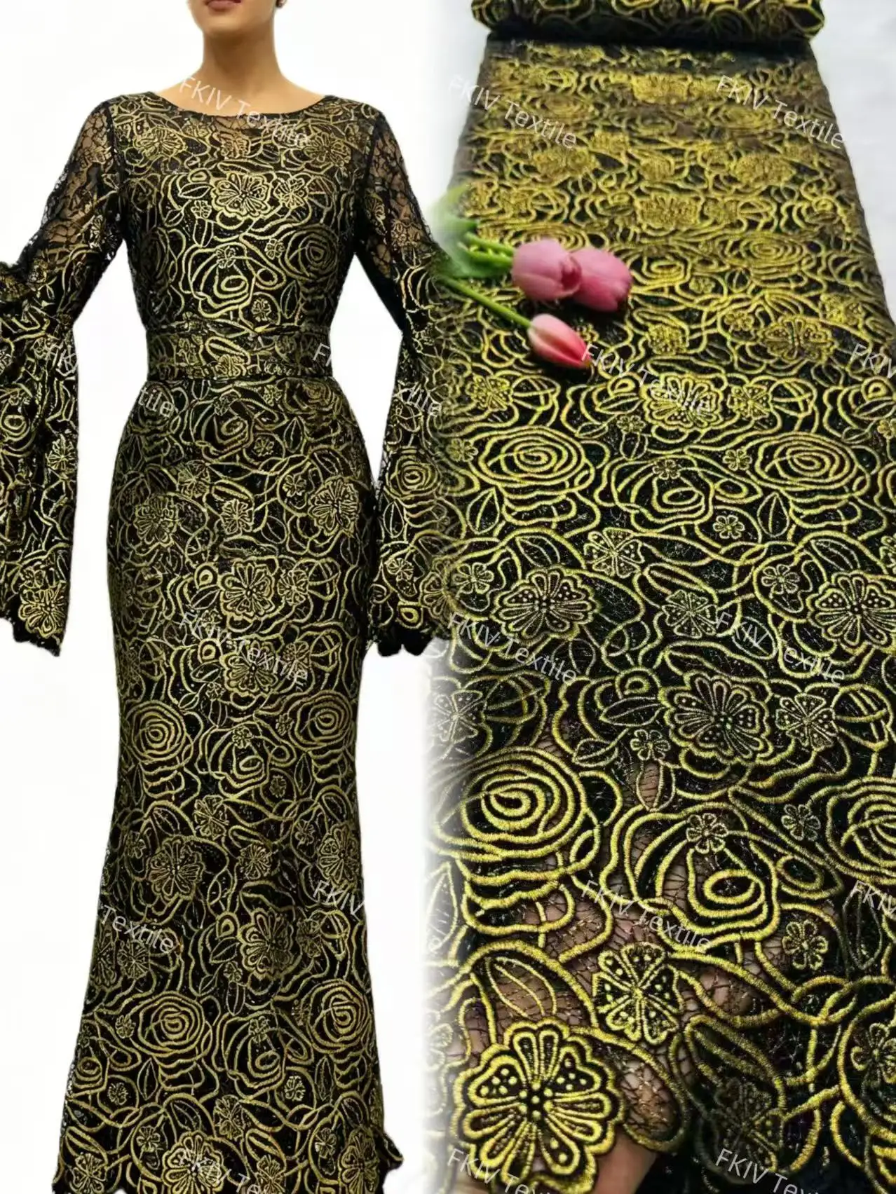 Heißer stempel Guipure-schnur Spitze Stoff Hohe Qualität Afrikanische Nigerian Wasser Löslich Spitze Stoff für Frauen Hochzeit Party Kleid Nähen