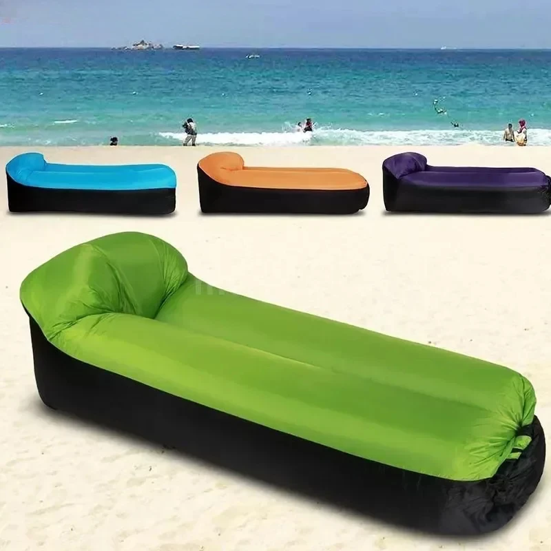 Outdoor Beach Lazy Inflatable Sofa Portable Folding Air Sofa Garden Sleeping Bag Bed Oxford Cloth Camping Furniture