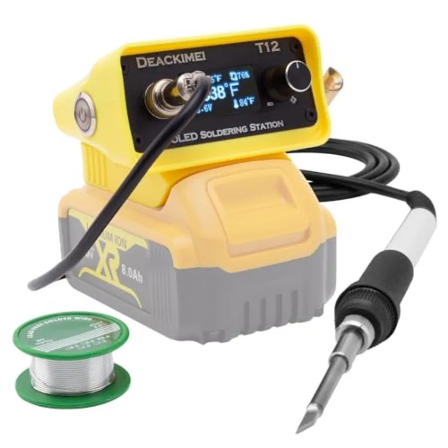 

Cordless Soldering Iron Station for Dewalt 20V Max Battery Temperature Adjustable Auto Sleep and Low Voltage Protection °C/ºF C