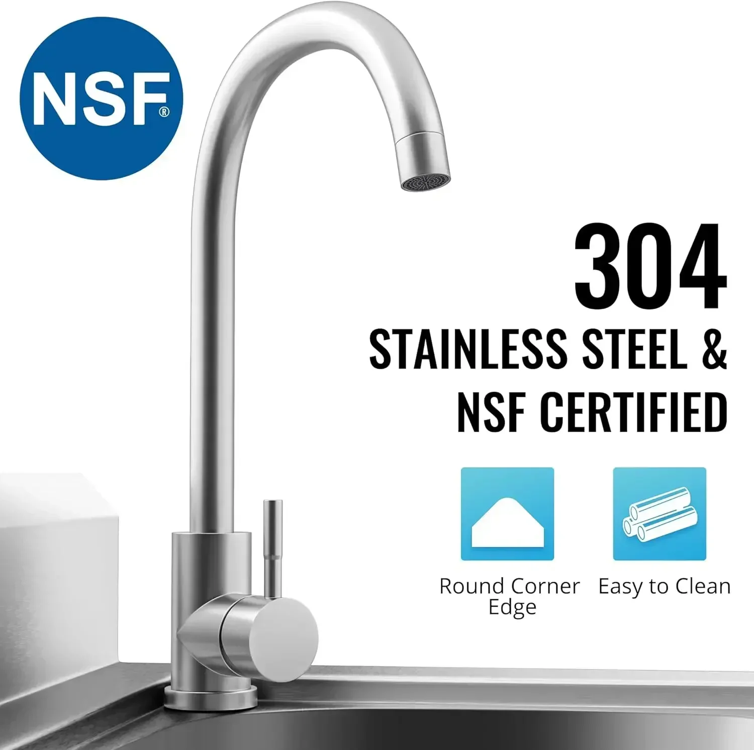 

[New Arrival, Discounted Price!]Utility Sink Free Standing Single Bowl Kitchen Sink and Hot Water Pipe Stainless Steel Sink for