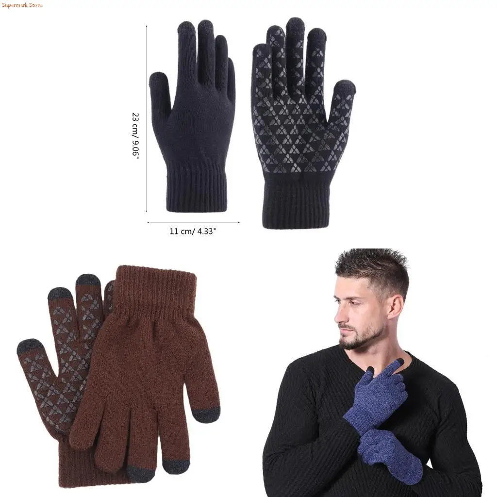 Q5WE Men Winter Gloves Upgraded Screen-Touch Full Finger Gloves Adults Hand Warmer