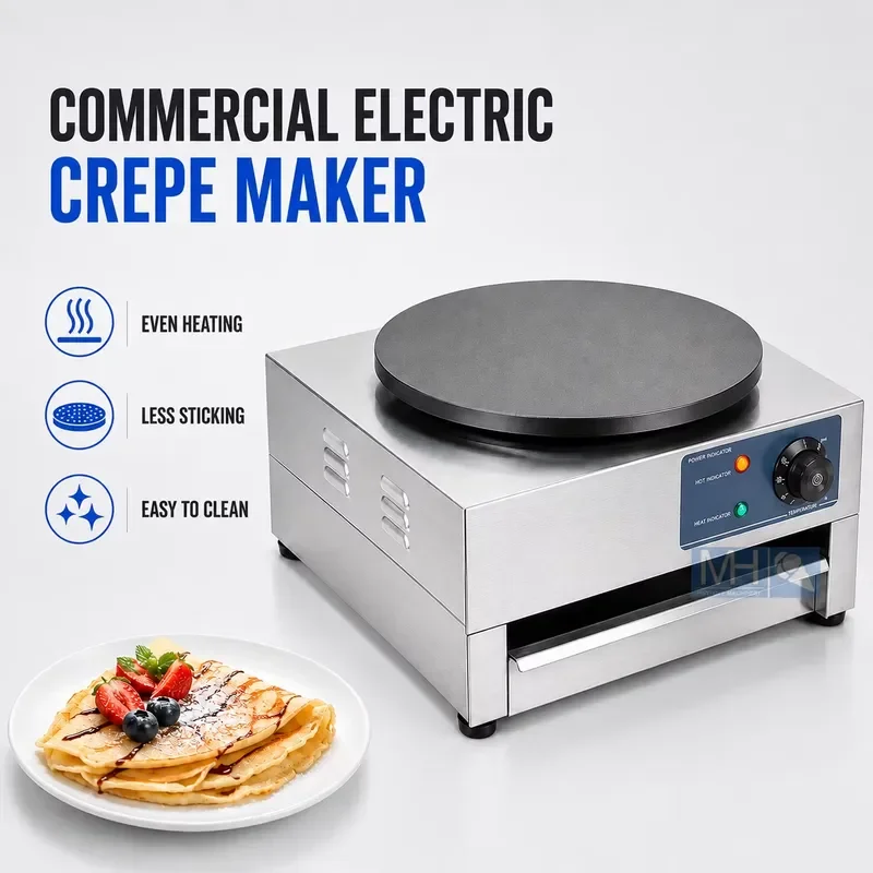 Stainless Steel Electric Pancake Maker Single Head Commercial Crepe Machine for Restaurant Catering Equipment Professional